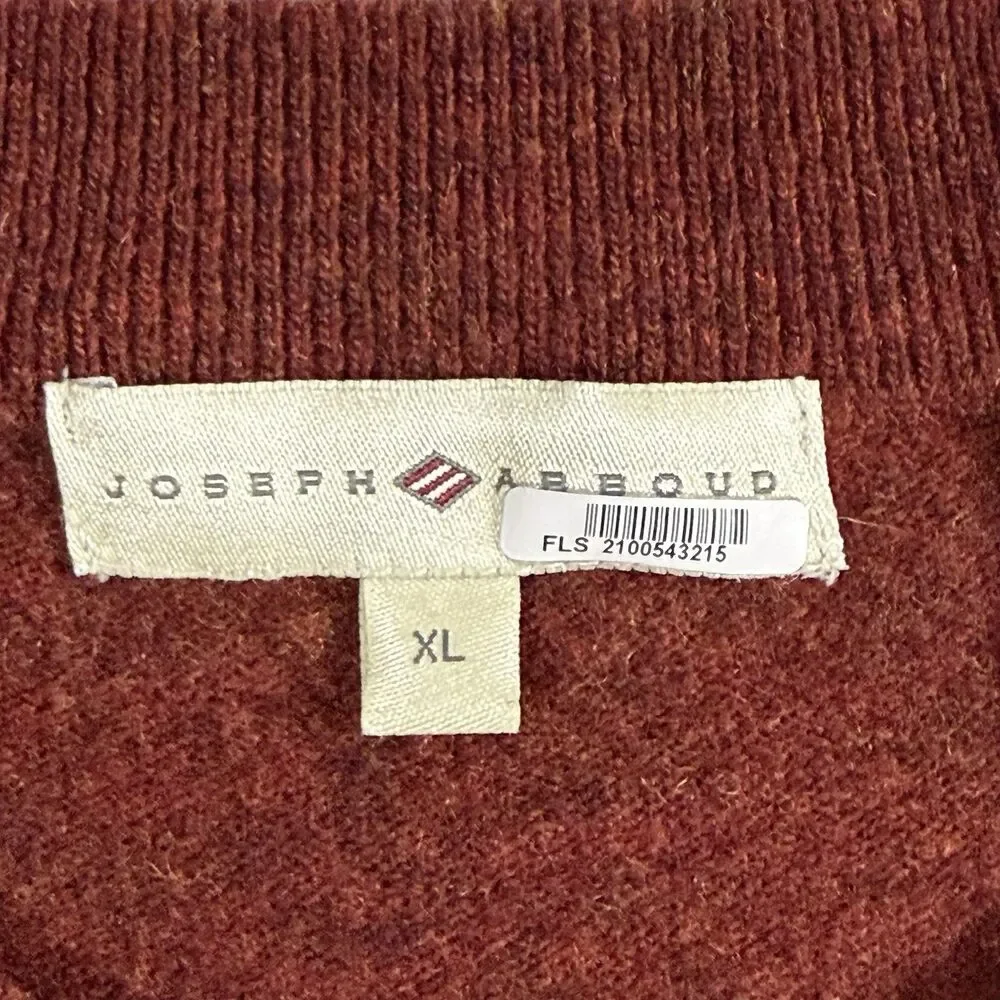 Joseph Abboud Vintage Sweater Mens XL Rust Wool Fair Isle Stripe Hong Kong
